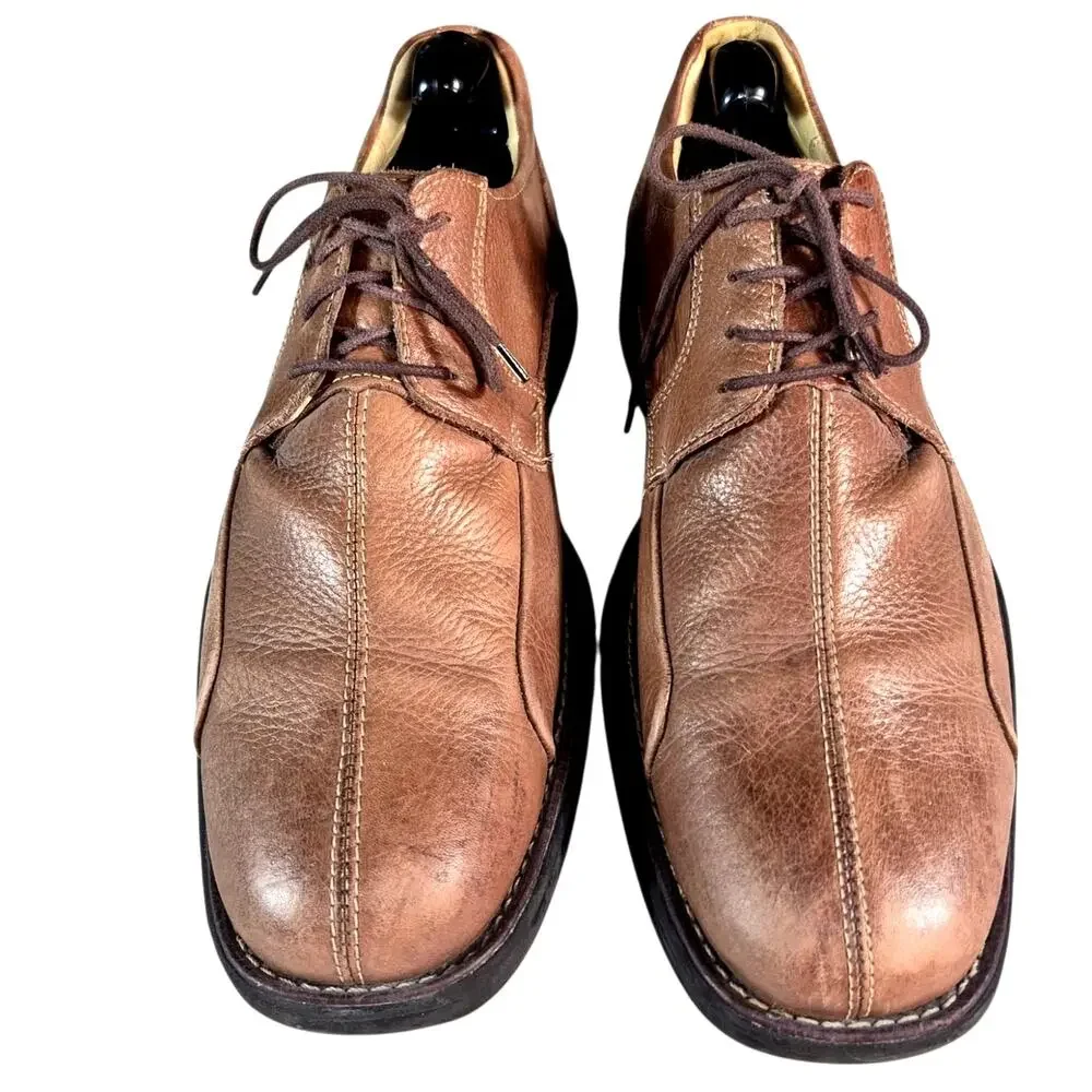 Belvedere Bay Bridge Men's Brown Leather Bicycle-Toe Derby Dress Shoes Brazil 10